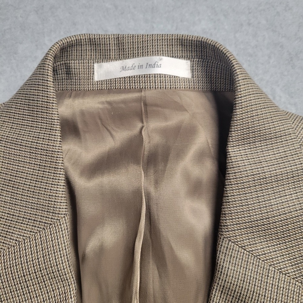 Lauren Ralph Lauren Mens Silk Wool Blend Sport Coat Blazer Tan Brown Houndstooth - Picture 6 of 15